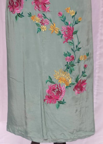 Poison Green Full Suit With Chinon Chiffon Tie Dye Dupatta-1437