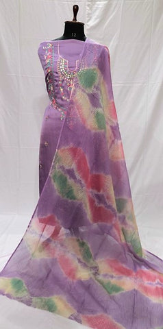 Purple Full Suit With Chanderi Kota Tie Dye Dupatta-1457