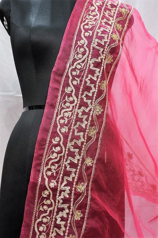 Pink Organza Dupatta-1436