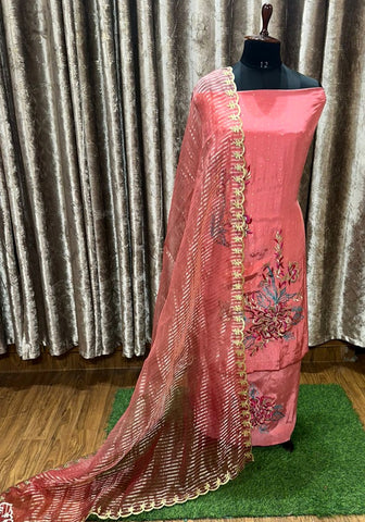 Gajari Pink Full Suit With Same Colour Dupatta -1596