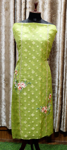 Parrot Green Full Suit With Tie Dye Dupatta-1480