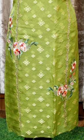 Parrot Green Full Suit With Tie Dye Dupatta-1480