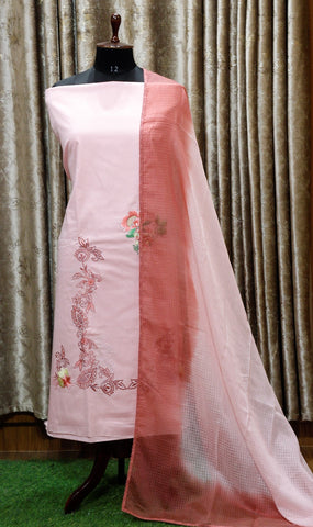 Pink Full Suit With Chanderi Kota Tie Dye Dupatta-1500