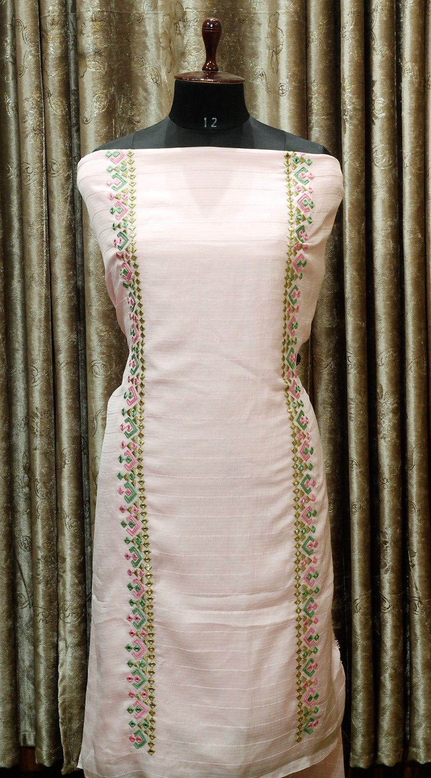 Baby Pink Full Suit With Georgette Chiffon Tie Dye Dupatta-1539