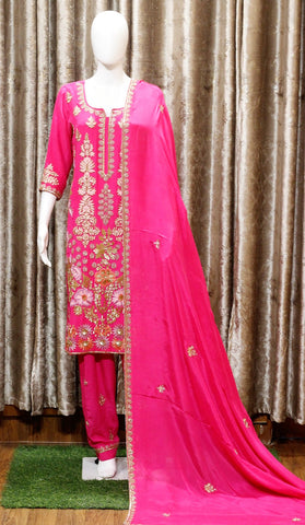 Magenta Full Suit With Chinon Chiffon Dupatta-1565