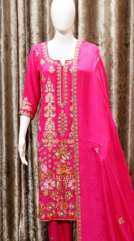 Magenta Full Suit With Chinon Chiffon Dupatta-1565