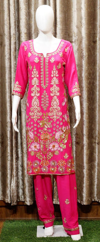 Magenta Full Suit With Chinon Chiffon Dupatta-1565