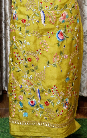 Mustard Full Suit With Chinon Chiffon Tie Dye Dupatta-1573