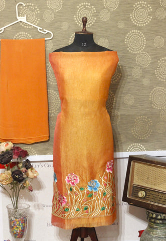 Orange Full Suit With Tabbi Silk Tie Dye Dupatta-1608