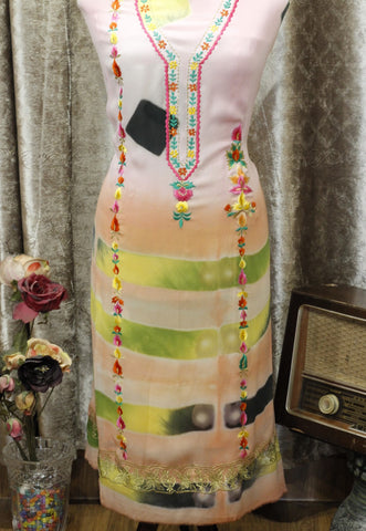 Pink Tie Dye Full Suit With Peach Chiffon Dupatta-1617