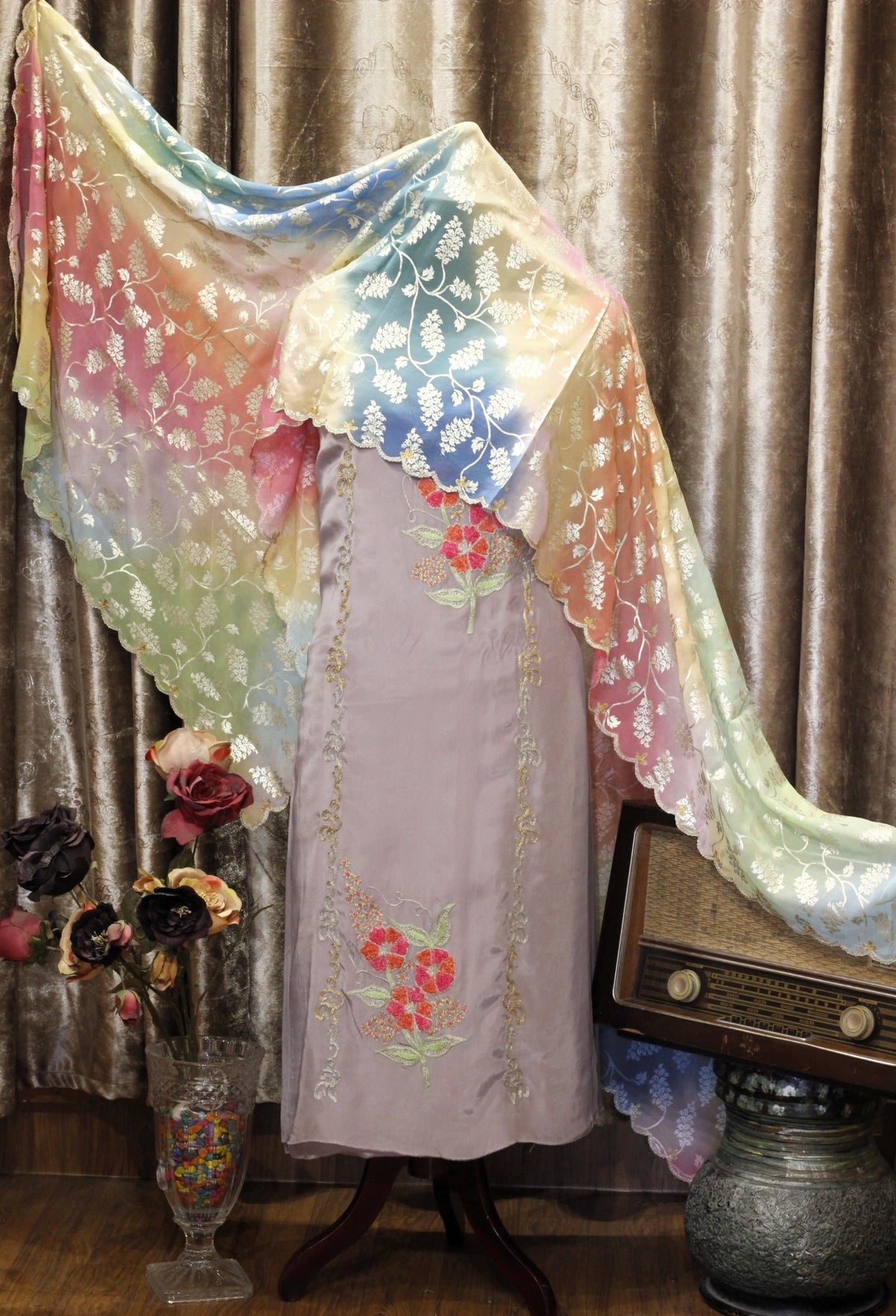 Light Purple Full Suit With Multi Colour Dupatta-1620