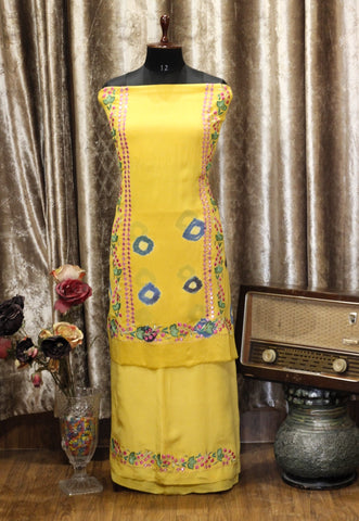 Yellow Tie Dye Full Suit With Tie Dye Georgette Chiffon Dupatta-1621