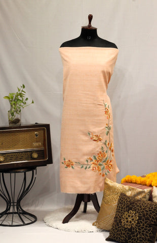 Peach Full Suit With Chanderi Kota Tie Dye Dupatta-1632