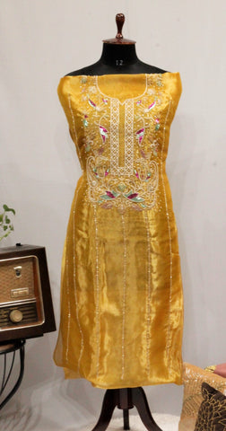 Mustard Yellow Full Suit With Tie Dye Dupatta-1642