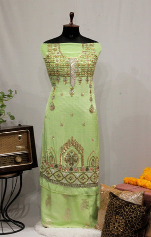 Pista Green Full Suit With Tie Dye Dupatta-1645