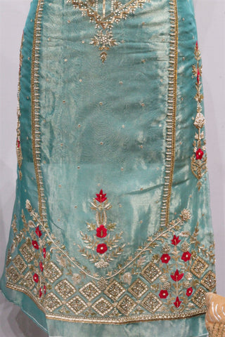 Sea Green Full Suit With Tie Dye Dupatta-1647