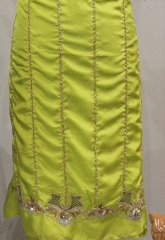 Parrot Green Full Suit With Peach Tie Dye Dupatta-1648