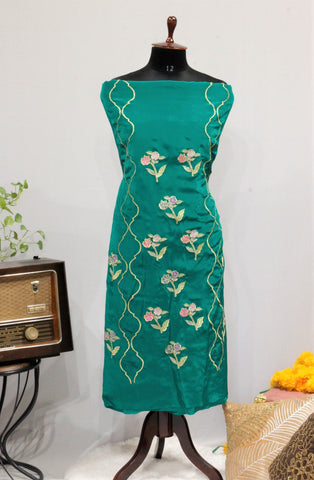 Bottle Green Full Suit With Tie Dye Dupatta-1650