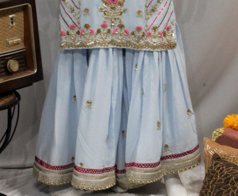 Powder Blue Garara Suit With Same Colour dupatta-1671