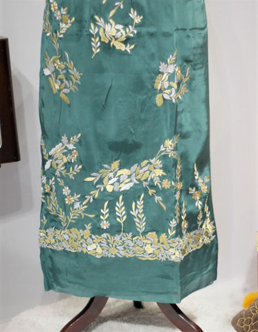 Bottle Green Full Suit With Tie Dye Dupatta-1667