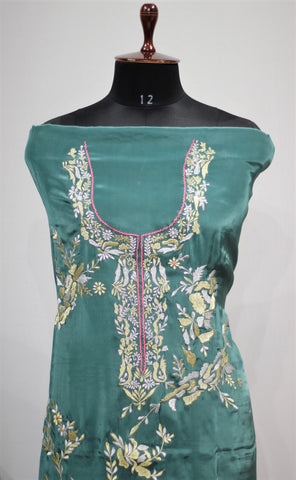 Bottle Green Full Suit With Tie Dye Dupatta-1667