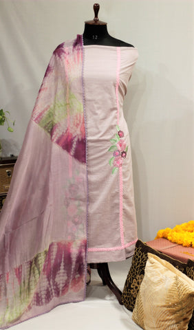 Purple Gray Full Suit With Tie Dye Dupatta-1675