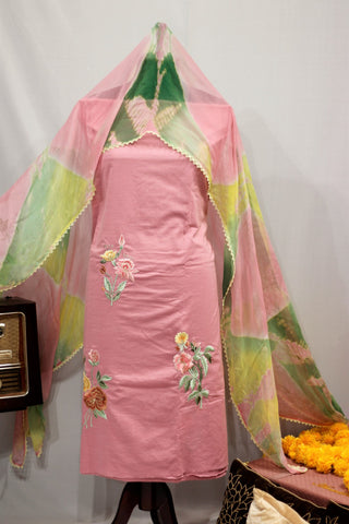 Onion Pink Full Suit With Pure Chiffon Tie Dye Dupatta-1677