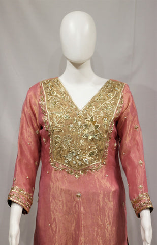 Three Colour Combination Full Suit With Tissue Organza Dupatta-1686