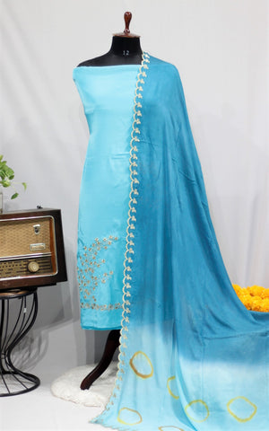 Firoji Full Suit With Tie Dye Dupatta-1689