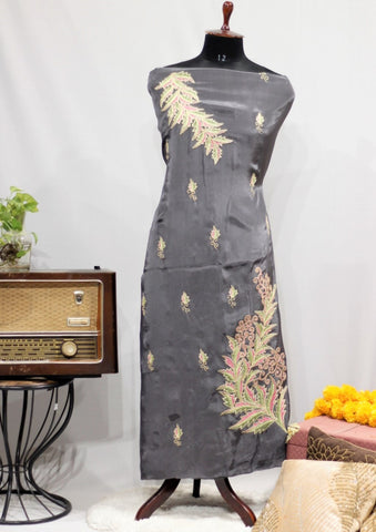 Dark Gray Full Suit With Tie Dye Dupatta-1695