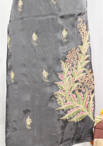 Dark Gray Full Suit With Tie Dye Dupatta-1695