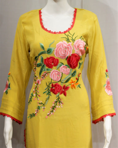 Yellow Full Suit With Tie Dye Dupatta-1698