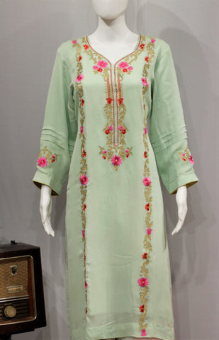 Pista Green Full Suit With Tie Dye Dupatta-1699