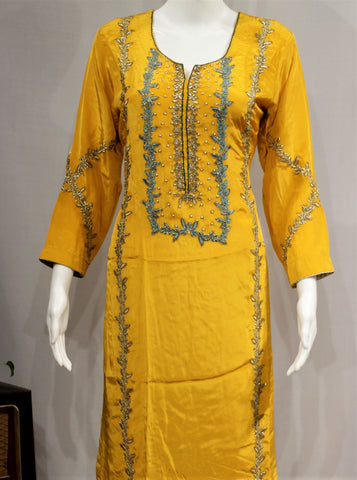 Mustard Yellow Full Suit With Tie Dye Dupatta-1700