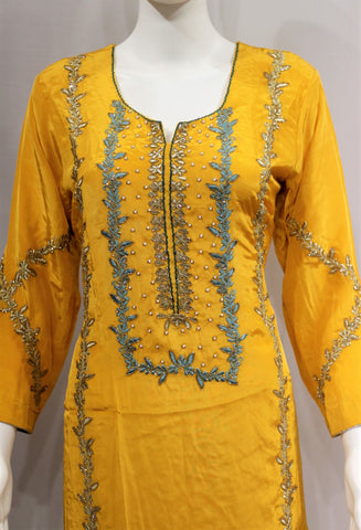 Mustard Yellow Full Suit With Tie Dye Dupatta-1700