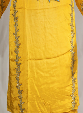 Mustard Yellow Full Suit With Tie Dye Dupatta-1700