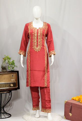 Gajari Colour Full Suit With Tie Dye Dupatta-1701