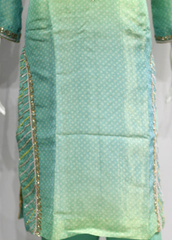 Green Tie Dy Full Suit With Tabbi Silk Tie Dye Dupatta-1702