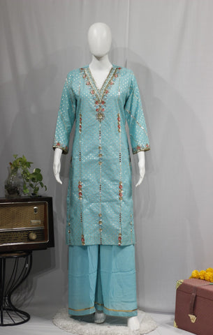 Firoji Full Suit With Lemon Yellow Dupatta-1705