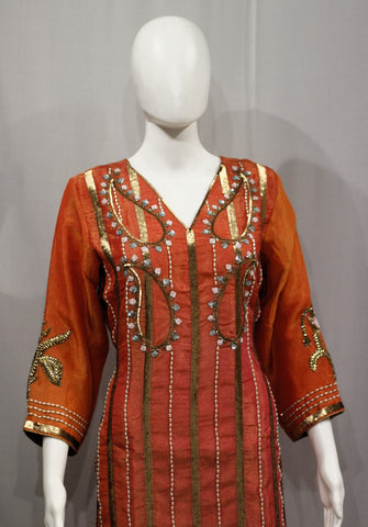 Rust Double Shade Full Suit With Tie Dye Dupatta-1706