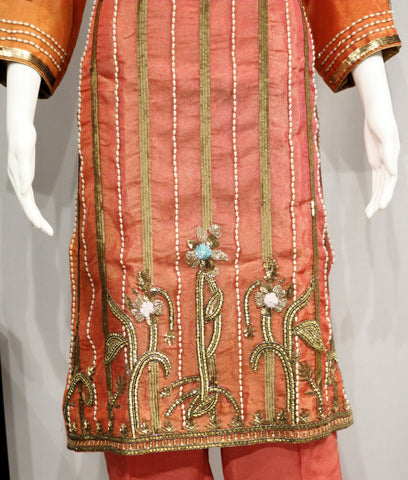 Rust Double Shade Full Suit With Tie Dye Dupatta-1706