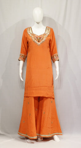 Orange Full Suit With Tabbi Silk Dupatta-1710