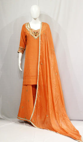 Orange Full Suit With Tabbi Silk Dupatta-1710