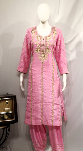 Pink Full Suit With Cream Dupatta-1715