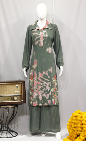 Dark Green kurta Suit With Plazzo-1720