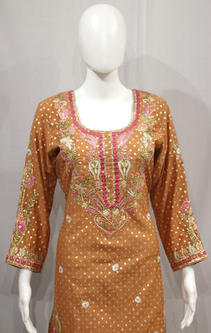 Peach Rust Full Suit With Same Colour Dupatta-1722