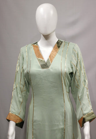 Pista Green Full Suit With Tie Dye Dupatta-1724