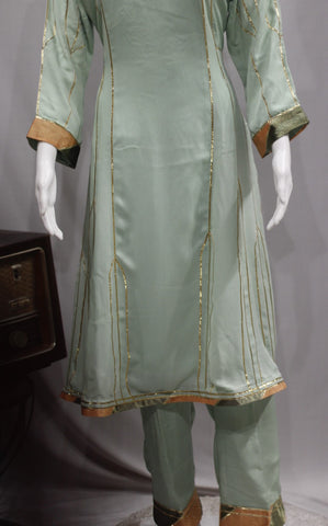 Pista Green Full Suit With Tie Dye Dupatta-1724