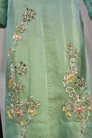 Green Full Suit With Tie Dye Dupatta-1726