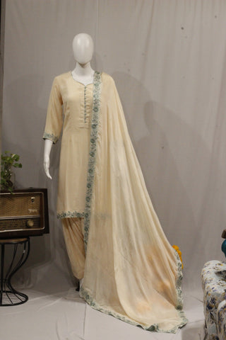 Light Peach Full Suit With Chinon Chiffon Dupatta-1735